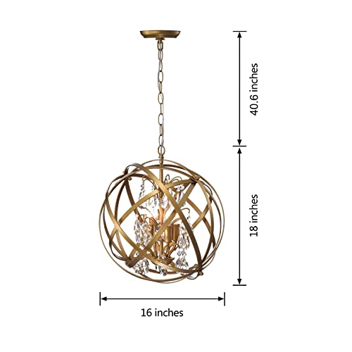 The Lighting Store Benita 4Light Metal Globe Crystal Chandelier