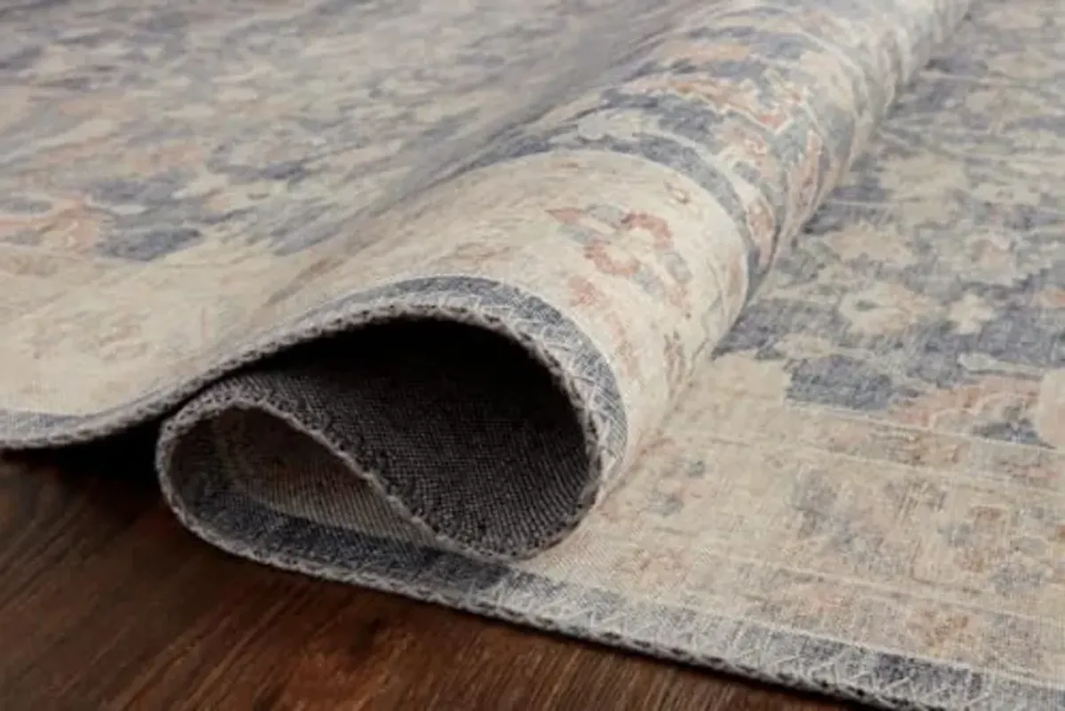 Loloi II Hathaway Collection HTH-02 Denim / Multi 2'-6" x 7'-6", .25" Thick, Runner Rug, Soft, Durable, Printed, Modern, Low Pile, Non-Shedding, Easy Clean, Living Room Rug