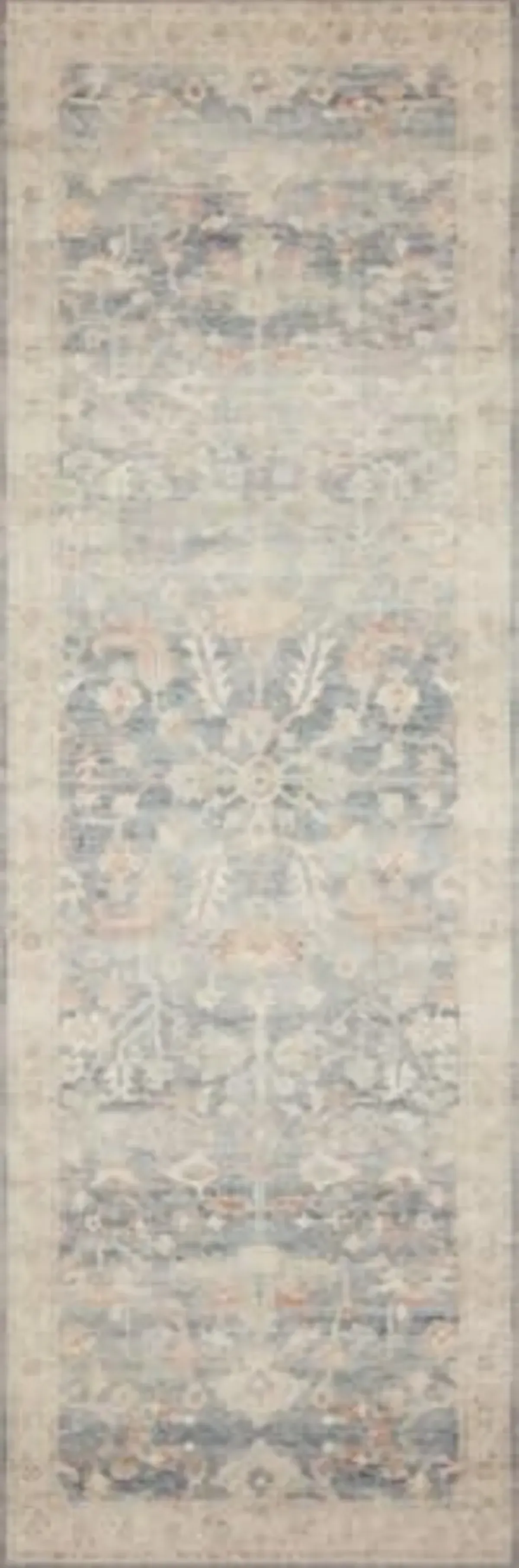 Loloi II Hathaway Collection HTH-02 Denim / Multi 2'-6" x 7'-6", .25" Thick, Runner Rug, Soft, Durable, Printed, Modern, Low Pile, Non-Shedding, Easy Clean, Living Room Rug