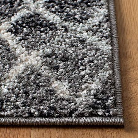SAFAVIEH Madison Collection 6'7" Square Charcoal / Ivory MAD798F Moroccan Boho Distressed Non-Shedding Living Room Bedroom Dining Home Office Area Rug