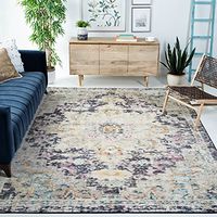 SAFAVIEH Madison Collection 5' Square Black / Gold MAD473Z Boho Chic Medallion Distressed Non-Shedding Living Room Bedroom Area Rug