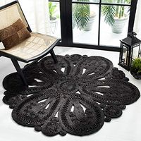 SAFAVIEH Natural Fiber Round Collection 4' Round Black NF360D Handmade Boho Charm Farmhouse Jute Area Rug