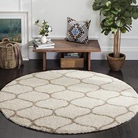 SAFAVIEH Hudson Shag Collection 3' Round Ivory/Beige SGH280D Moroccan Ogee Trellis Non-Shedding Living Room Bedroom Dining Room Entryway Plush 2-inch Thick Area Rug