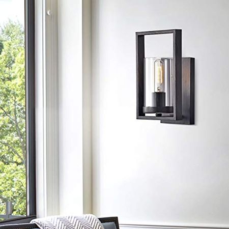 The Lighting Store Anastasia Antique Black Single Light Wall Sconce with Clear Glass