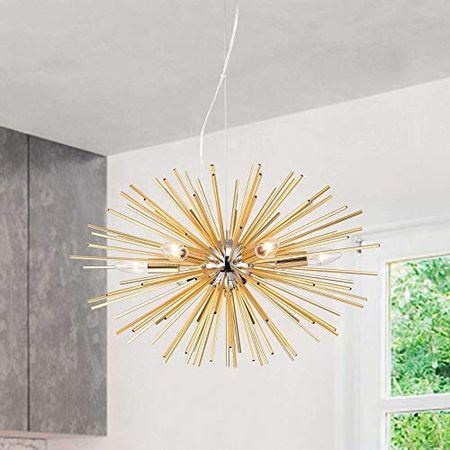 The Lighting Store Lorena 6-Light Chrome and Frosted Gold Sputnik Chandelier
