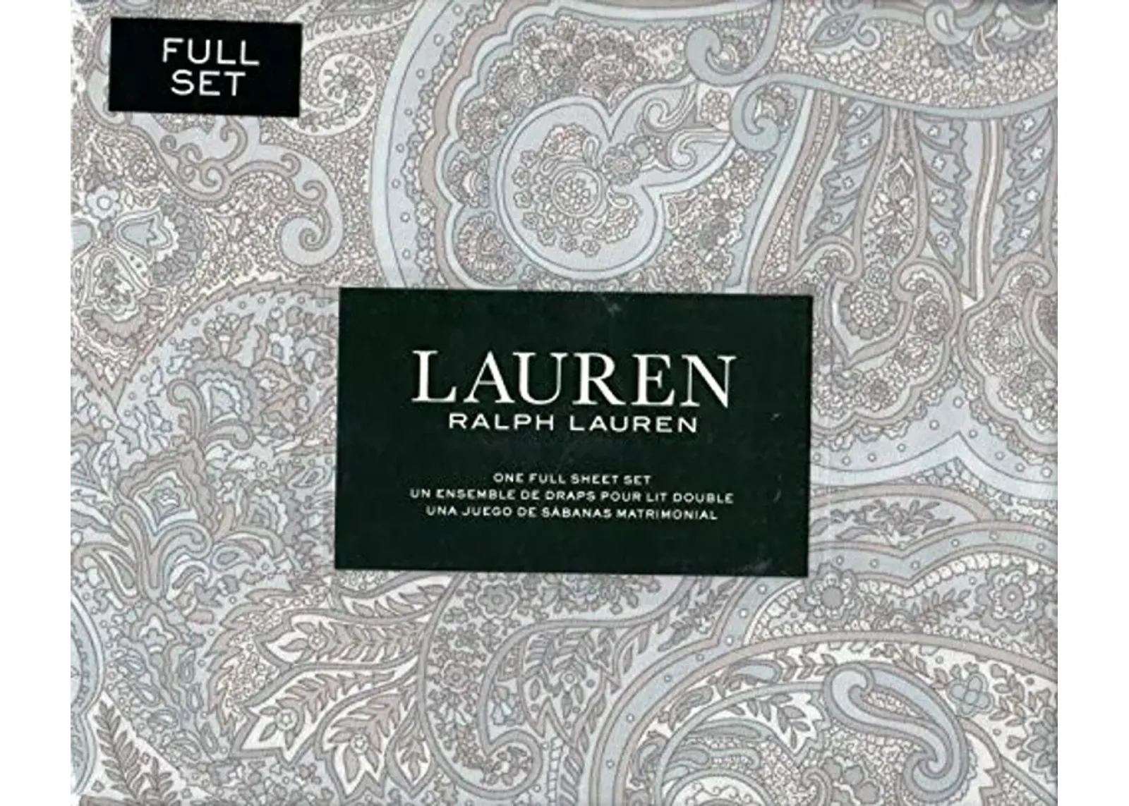 Lauren Ralph Lauren Coral Beach Paisley Gray Full 4 Pc Sheet Set tan White Blue