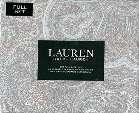 Lauren Ralph Lauren Coral Beach Paisley Gray Full 4 Pc Sheet Set tan White Blue