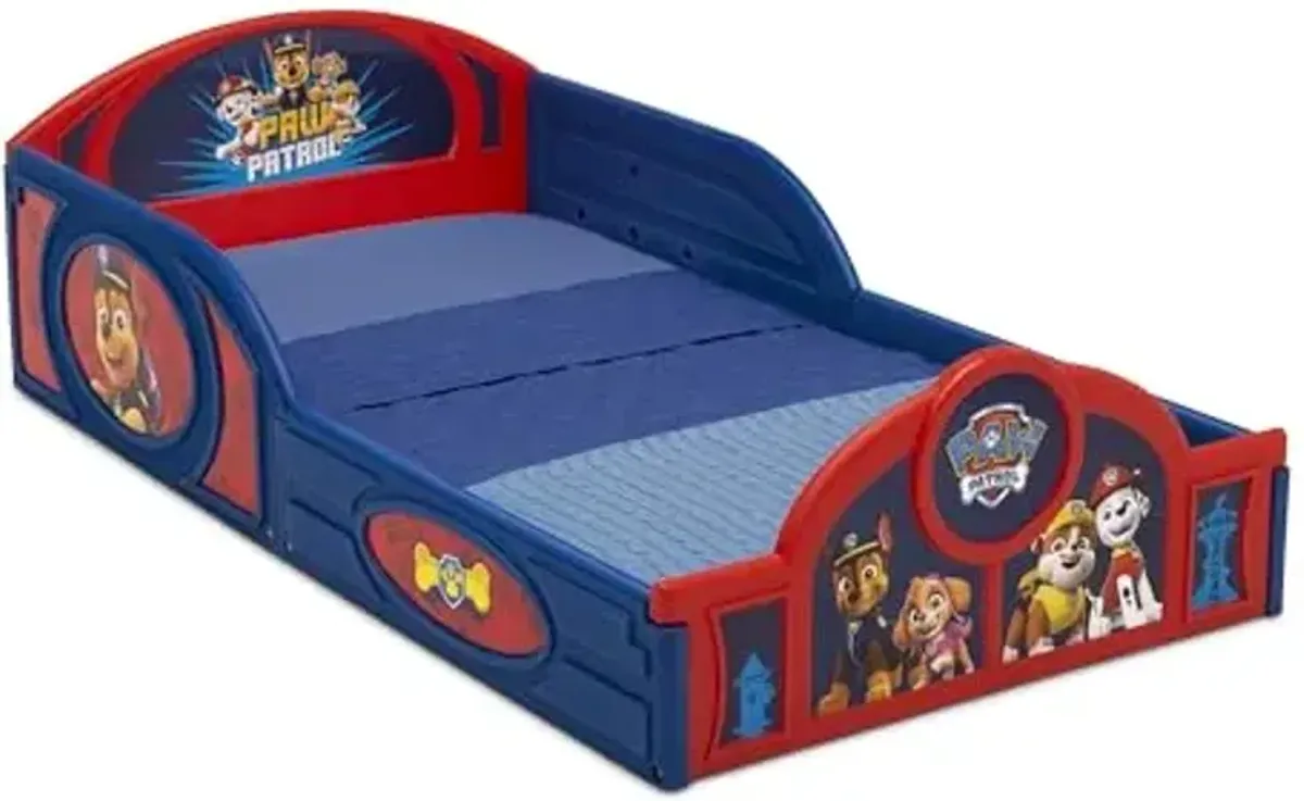 Delta Children Nick Jr. PAW Patrol Plastic Sleep and Play Toddler Bed with Attached Guardrails