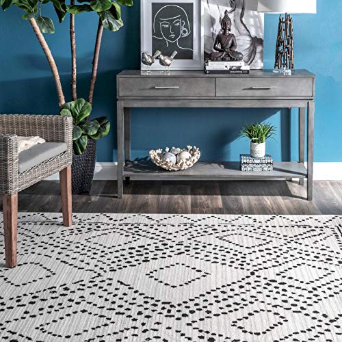 nuLOOM Mila Dotted Diamond Trellis Runner Rug, 2' 8" x 8', Grey