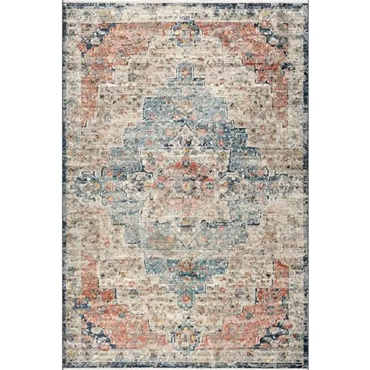 nuLOOM Sawyer Vintage Transitional Area Rug - 4x6 Area Rug Vintage Multi/Ivory Rugs for Living Room Bedroom Dining Room Kitchen
