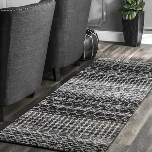 nuLOOM 2x6 Moroccan Blythe Area Rug, Black, Faded Bohemian Design, Stain Resistant, For Bedroom, Dining Room, Living Room, Hallway, Office, Kitchen, Entryway