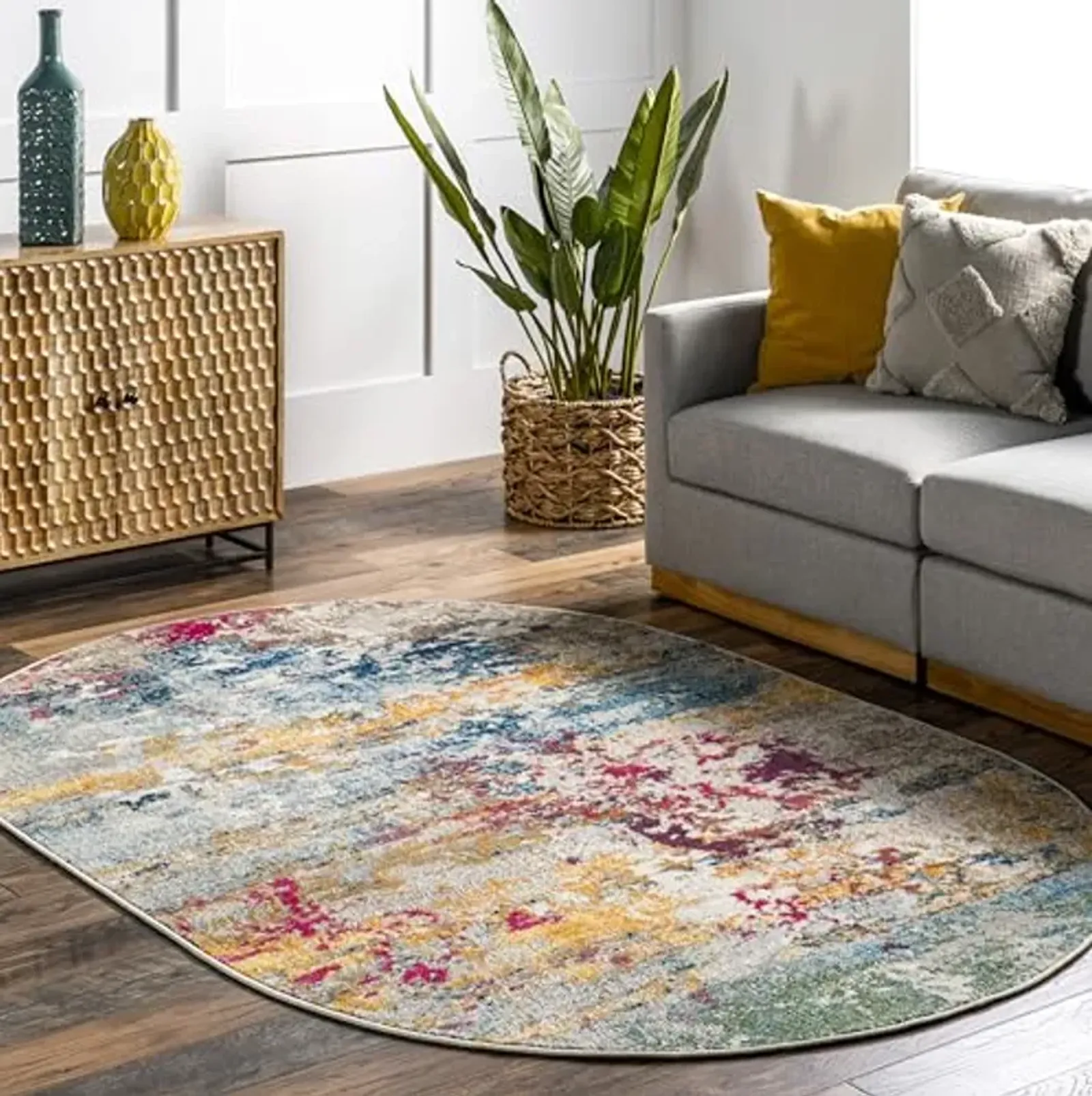 nuLOOM Monet Modern Abstract Area Rug, Oval 5x8, Multi