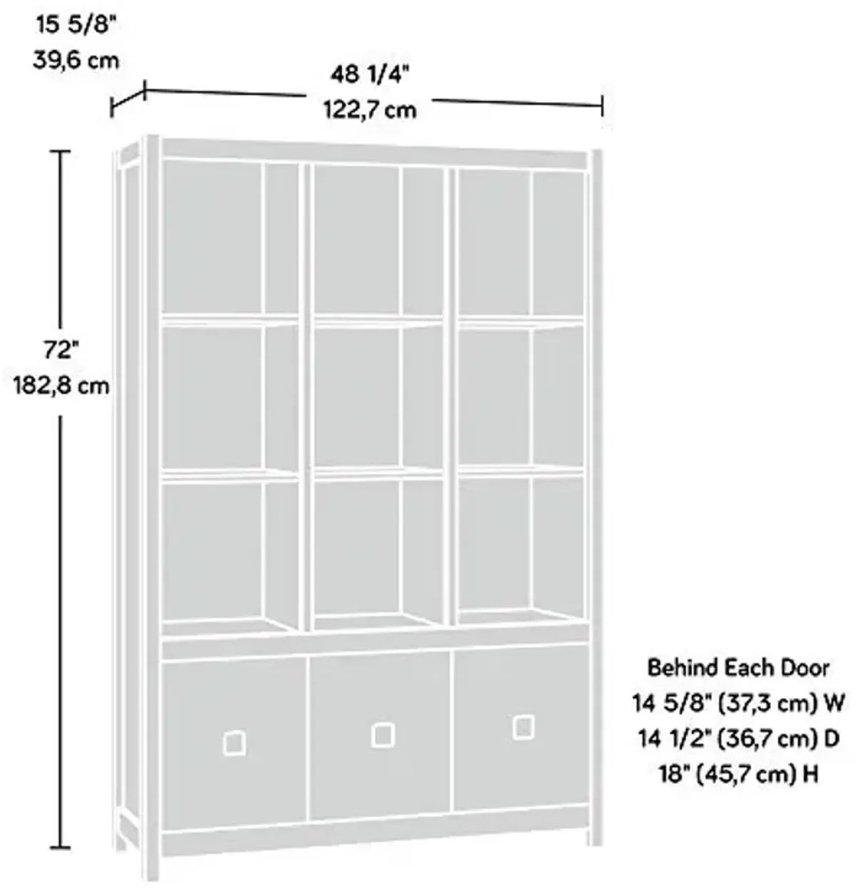 Sauder Cannery Bridge Bookcase Storage Wall, Storage Shelves with Drawers, in Sindoori Mango