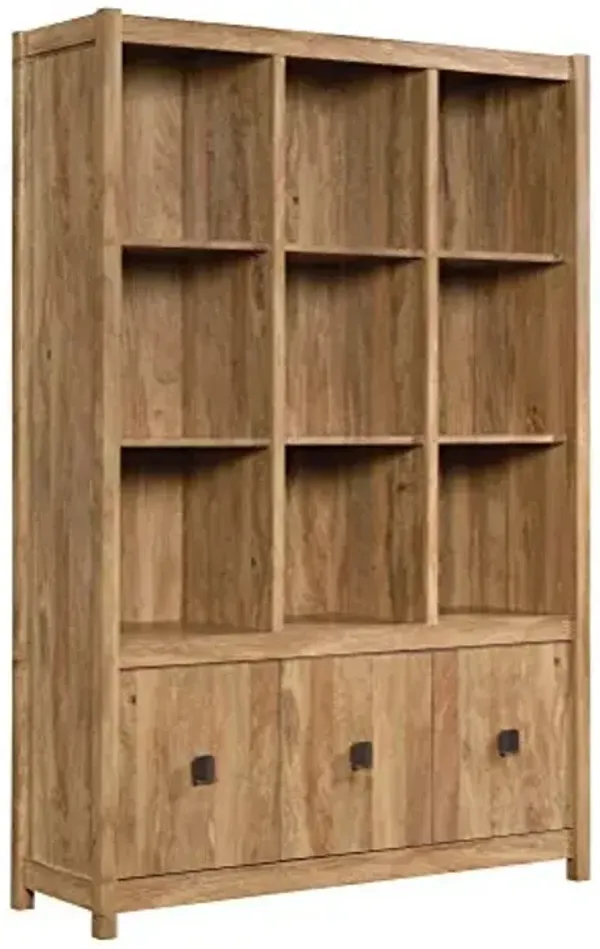 Sauder Cannery Bridge Bookcase Storage Wall, Storage Shelves with Drawers, in Sindoori Mango