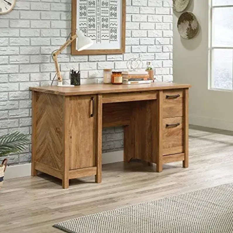 Sauder Cannery Bridge Computer Desk with Storage Drawers, Home Office Desk with File Cabinet Drawer, in Sindoori Mango