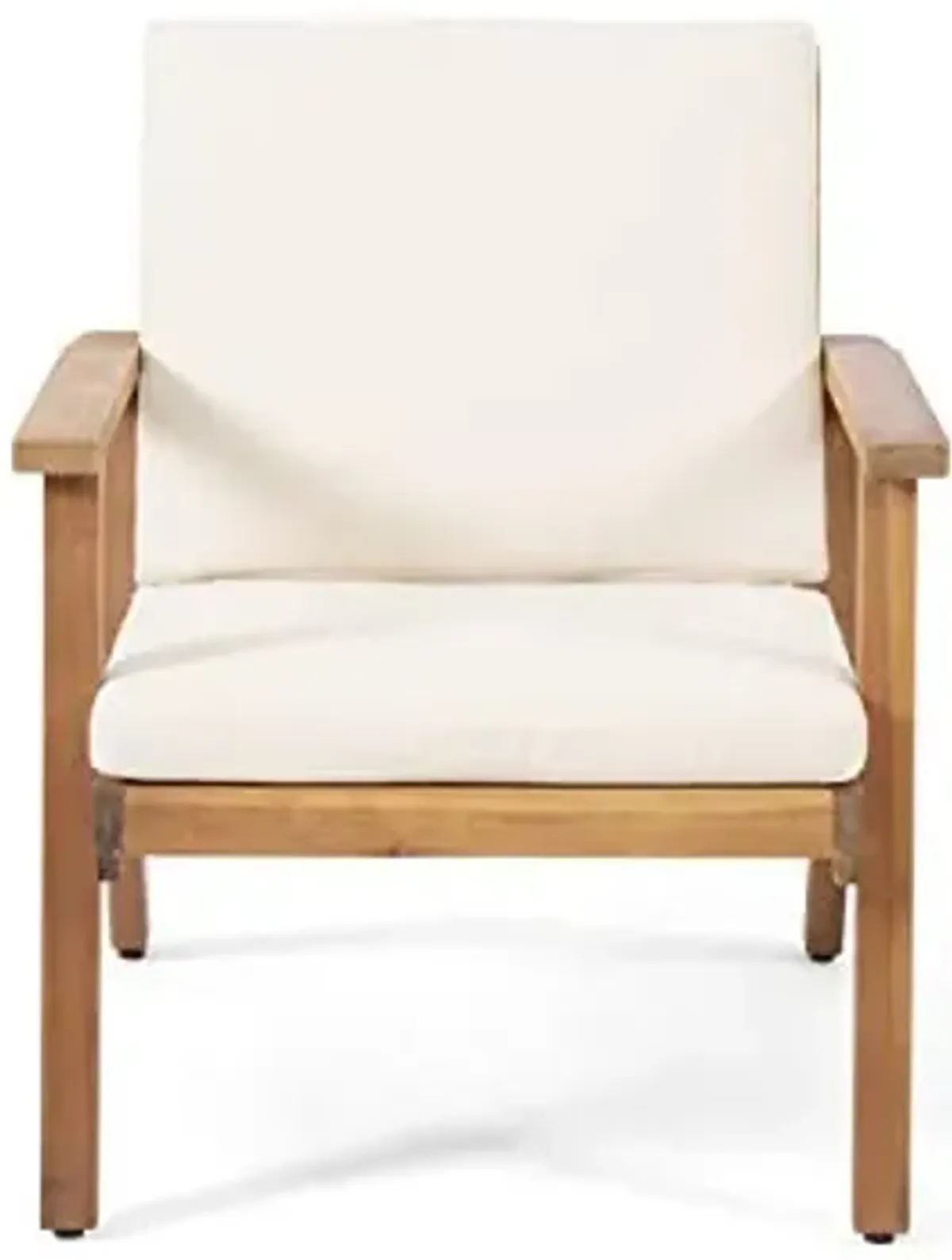 Christopher Knight Home Carlos Outdoor Acacia Wood Club Chairs with Cushions (Set of 2), Brown Patina Finish, Cream