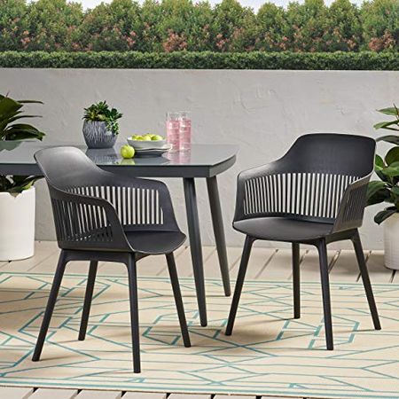 Christopher Knight Home Polypropylene Ladonna Outdoor Dining Chair (Set of 2), Black