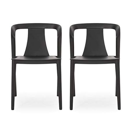 Christopher Knight Home Ianthe Outdoor Dining Chair (Set of 2), Black