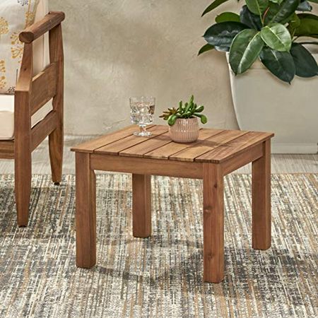 Christopher Knight Home Obreanna Outdoor End Table, Brown Patina Finish