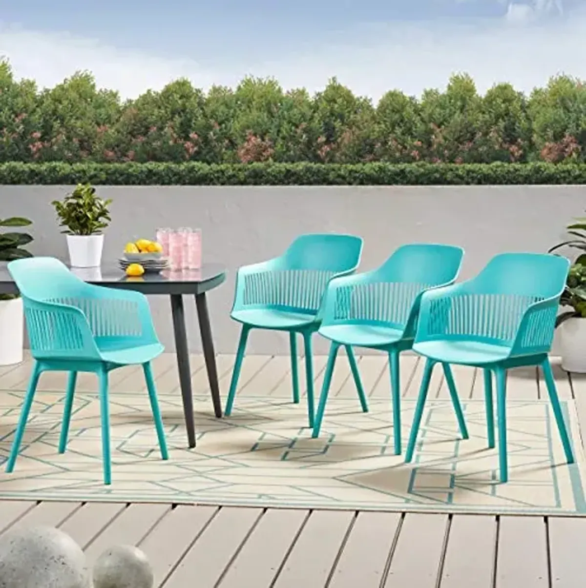 Christopher Knight Home Ladonna Outdoor Dining Chair (Set of 4), Teal