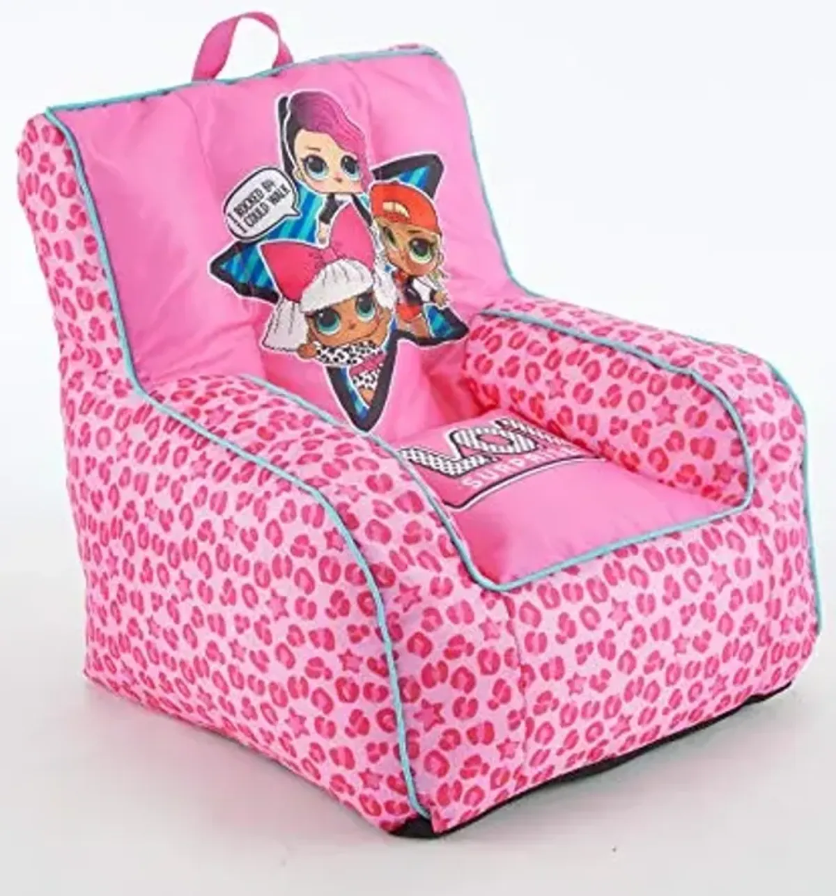 Idea Nuova LOL Surprise Kids Nylon Bean Bag Chair with Piping & Top Carry Handle, Large