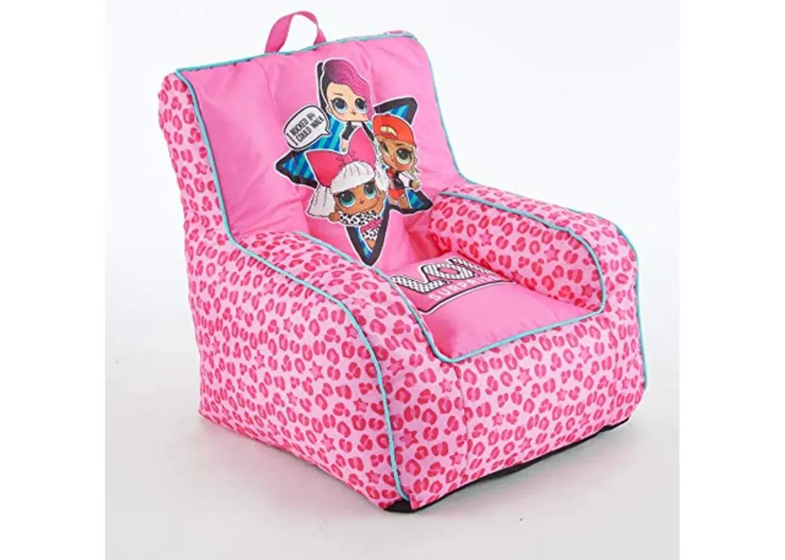 Idea Nuova LOL Surprise Kids Nylon Bean Bag Chair with Piping & Top Carry Handle, Large