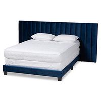 Baxton Studio Beds (Box Spring Required), King, Navy Blue/Black