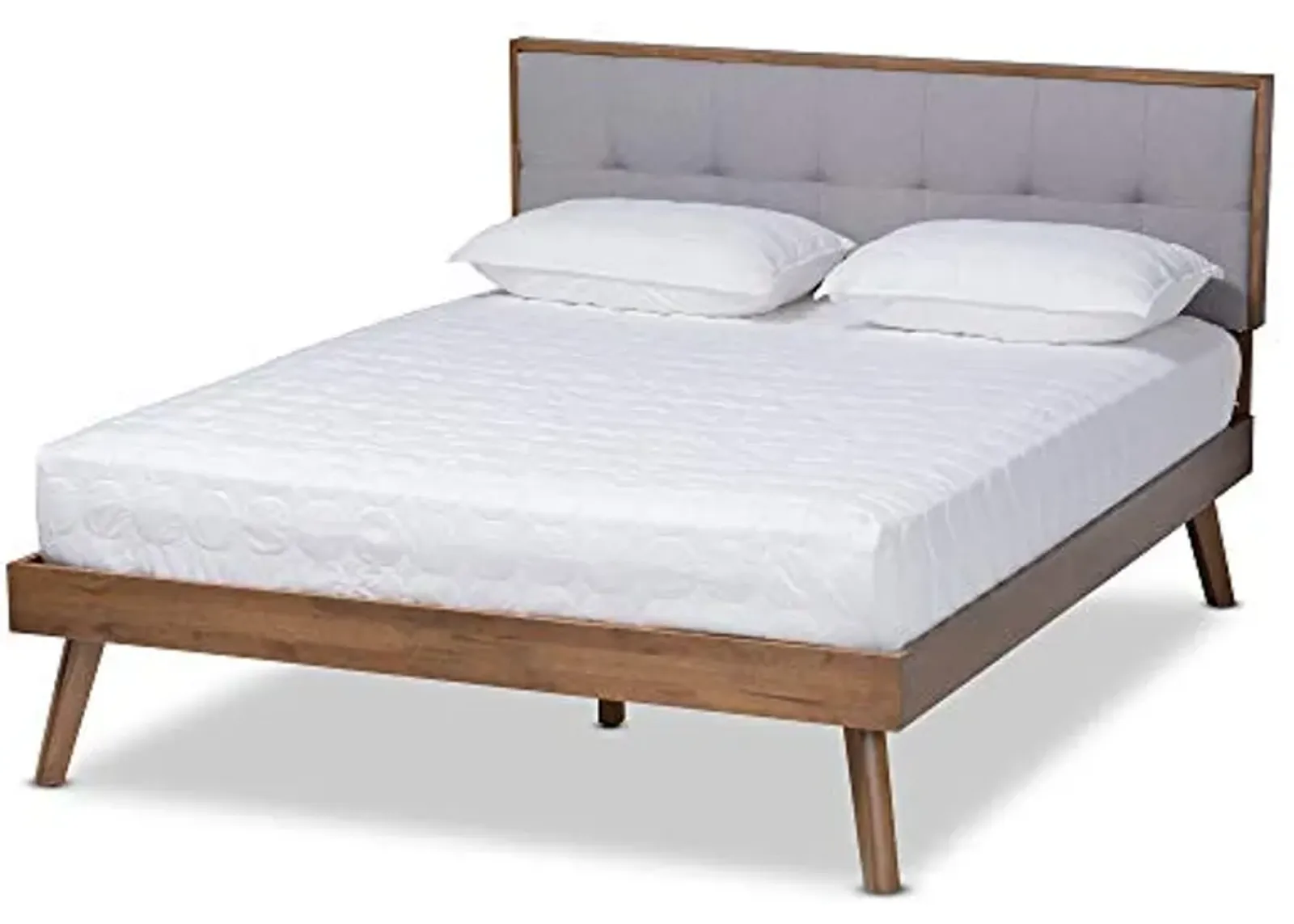 Baxton Studio Beds (Platform), Queen, Light Grey/Walnut