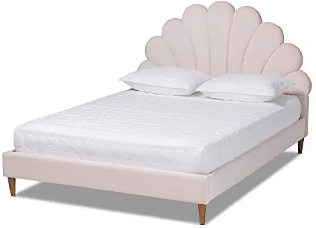 Baxton Studio Beds (Platform), Queen, Light Pink/Walnut