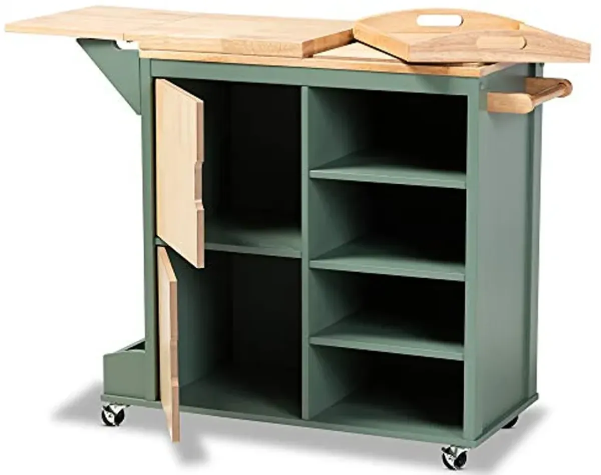 Baxton Studio Trolleys and Carts, Green/Natural