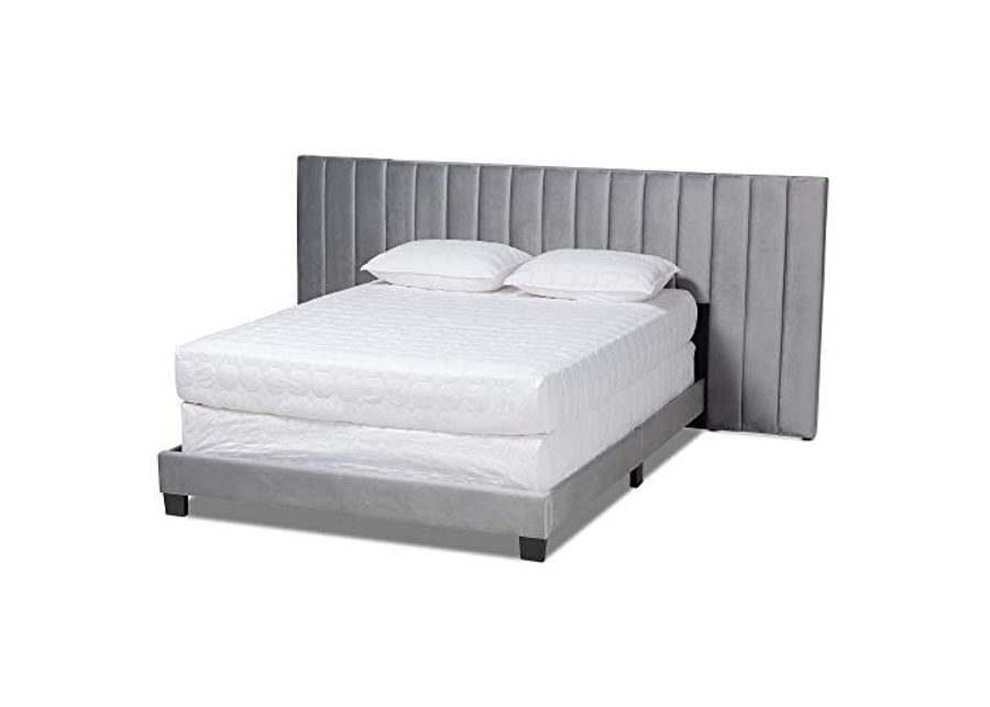 Baxton Studio Beds (Box Spring Required), King, Grey/Black