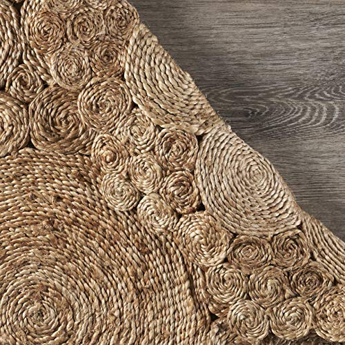 Lr Home Ox Bay Organic Jute Medallion Area Rug, Natural, 4' Round