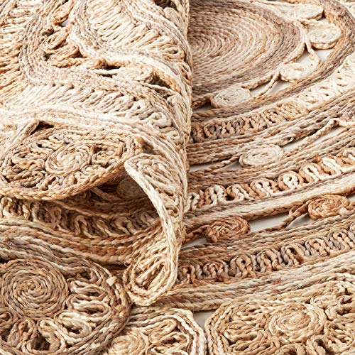 Lr Home Ox Bay Organic Jute Medallion Area Rug, Bleach and Natural, 6