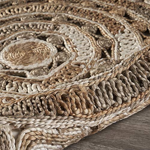 Lr Home Ox Bay Organic Jute Medallion Area Rug, Bleach and Natural, 4