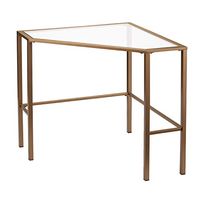 Furniture HotSpot Keaton Metal/Glass Corner Desk - Soft Gold