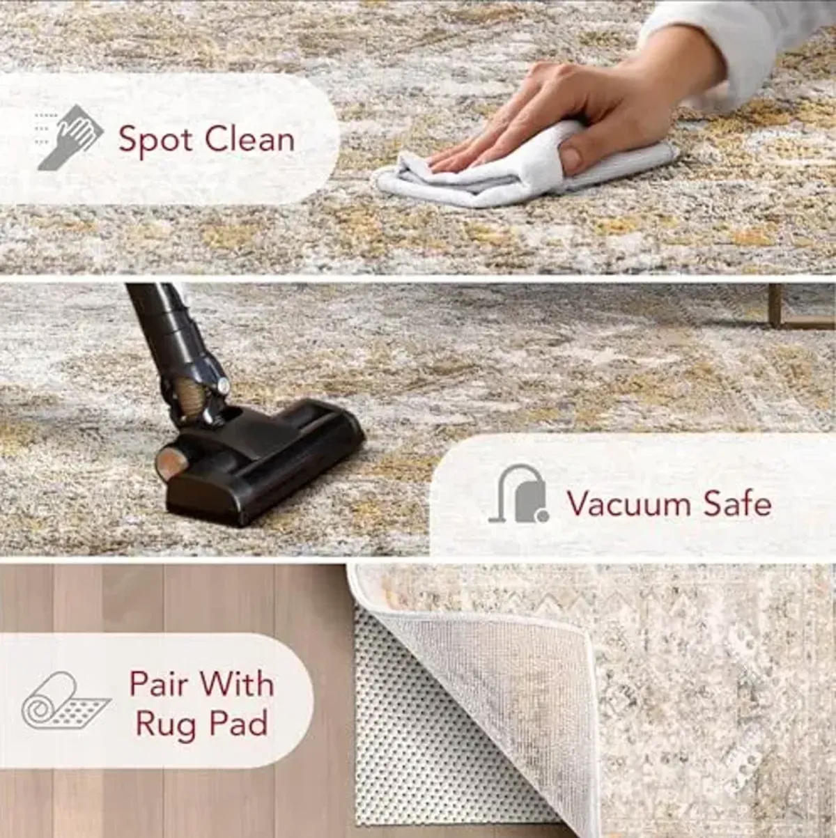 nuLOOM Shaunte Vintage Speckled Runner Rug , 2' 6" x 6', Gold, Rectangular, 0.4" Thick