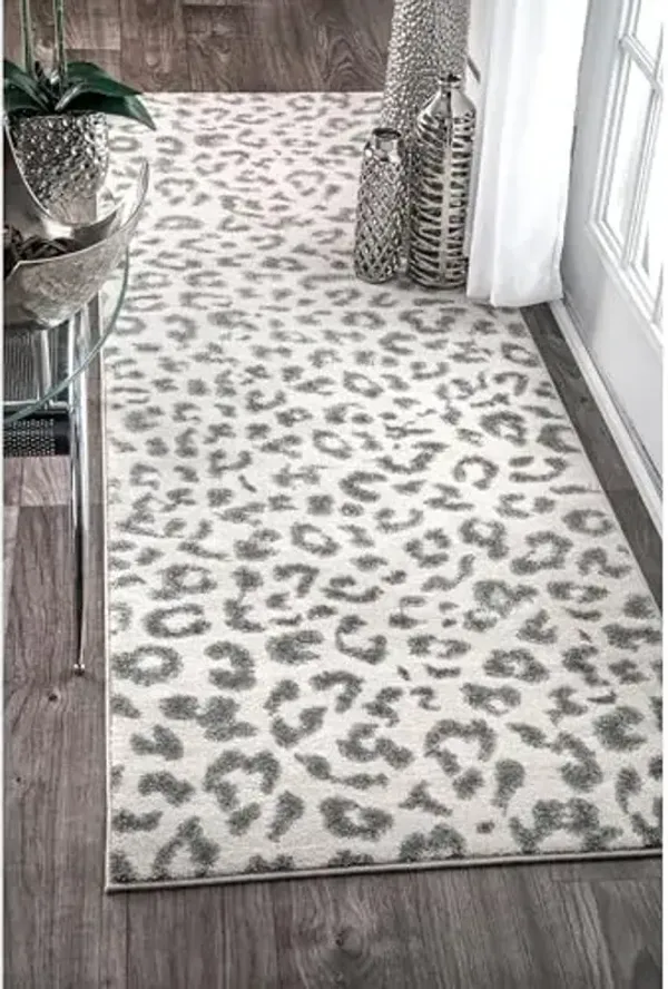 nuLOOM Annette Modern Leopard Print Runner Rug, 2' 6" x 10', Grey
