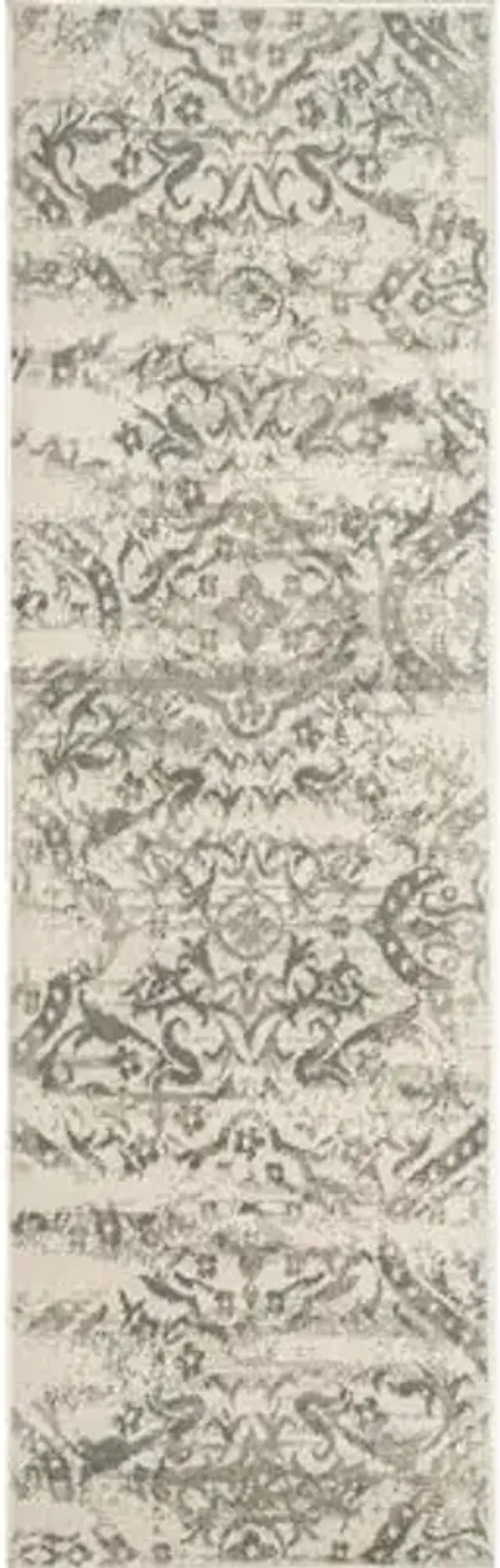 Nuloom Freja Grey/Cream, 2'6" x 14', Distressed Floral, Soft and Cozy, High Traffic, Stain Resistant, Easy Clean, Durable Runner for Bedroom, Living Room, Dining Space, Den, Foyer, Entryway