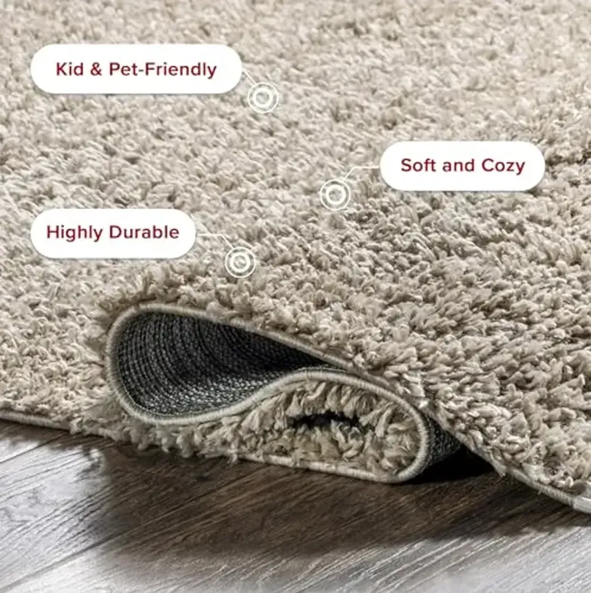 Nuloom Neva Beige/Ivory, 3' x 5', Modern, Shag, Tasseled, Soft and Cozy, High Traffic, Stain Resistant, Easy Clean, Durable Area Rug for Bedroom, Living Room, Dining Space, Den, Foyer, Entryway