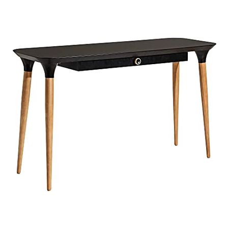 Manhattan Comfort HomeDock Modern 1 Drawer Home Office Desk Table with Organizer Compartment, Black/Cinnamon