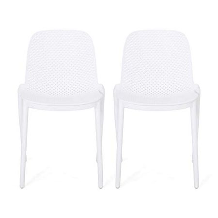 Christopher Knight Home 312243 Raevyn Outdoor Dining Chair (Set of 2), White