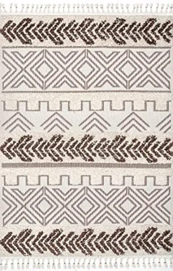 nuLOOM Zuri Shaggy Banded Tribal Area Rug, 8x10, Brown