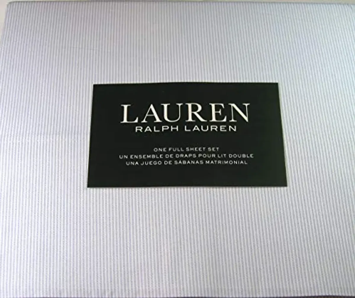 Lauren Ralph Lauren Striped Full Sheet Set Cotton White and Light Blue