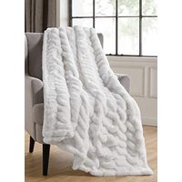 Tahari Home | Isla Bedding Collection | Modern Luxurious Designer Premium Plush Throw Blanket, Ultra Soft Cozy Rouched Texture, 50"x 70", White