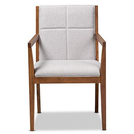 Baxton Studio Chairs, Greyish Beige/Walnut Brown
