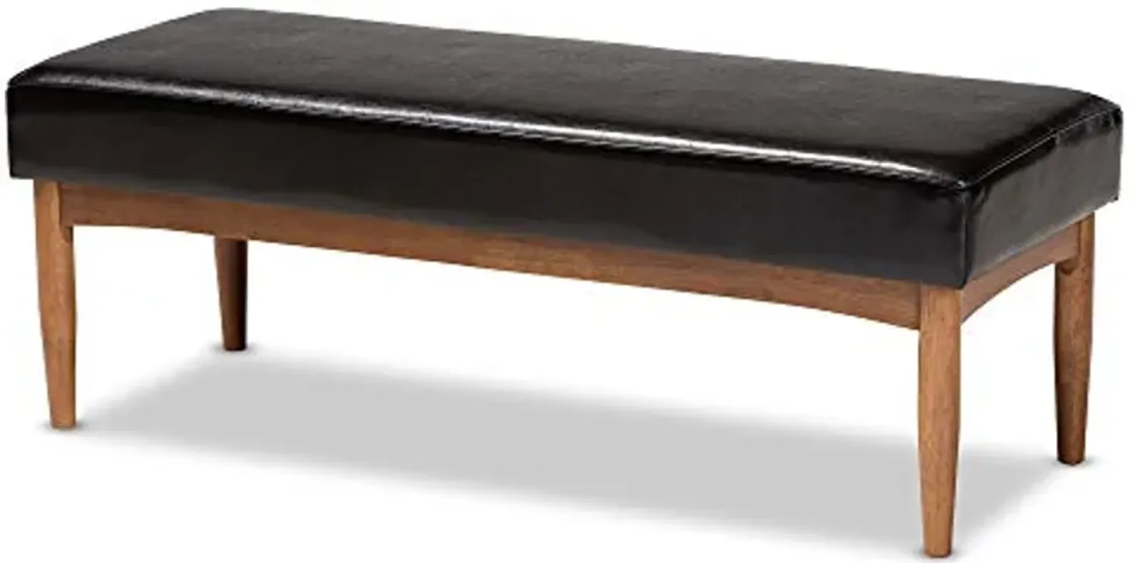 Baxton Studio Arvid Mid-Century Modern Dark Brown Faux Leather Upholstered Wood Dining Bench