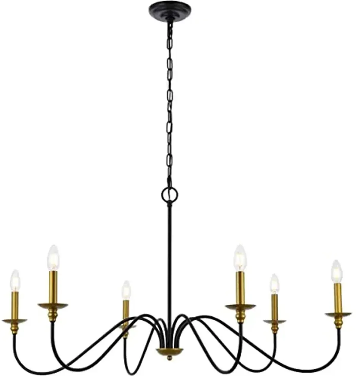 Elegant Lighting Living District Rohan 6-Light Transitional Metal Chandelier - Brass/Black Finish
