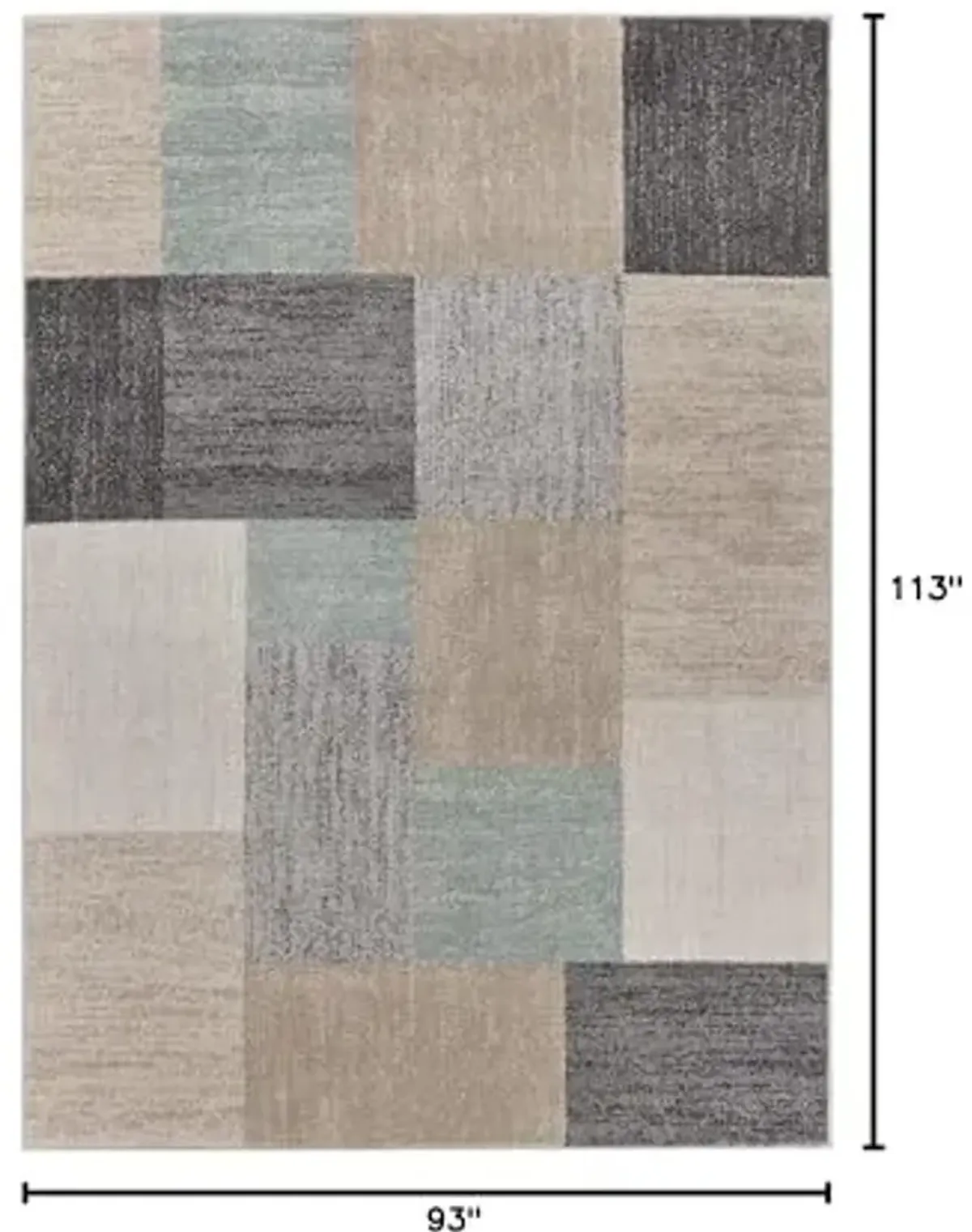 LR Home Indoor 8x10 Area Rugs for Home Decor Turkish Rugs for Living Room, Bedroom, Playroom, Entryway, Office Color Block Transitional Farmhouse Boho Area Rug for Room Decor Ivory/Gray/Tan
