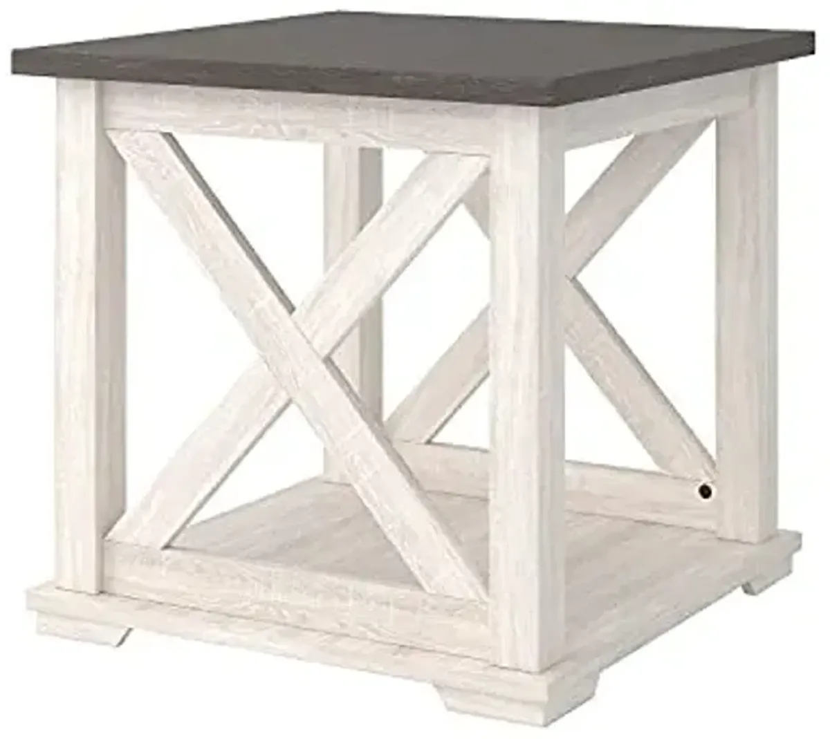 Signature Design by Ashley Dorrinson Square Modern Farmhouse End Table, Two Tone White & Brown