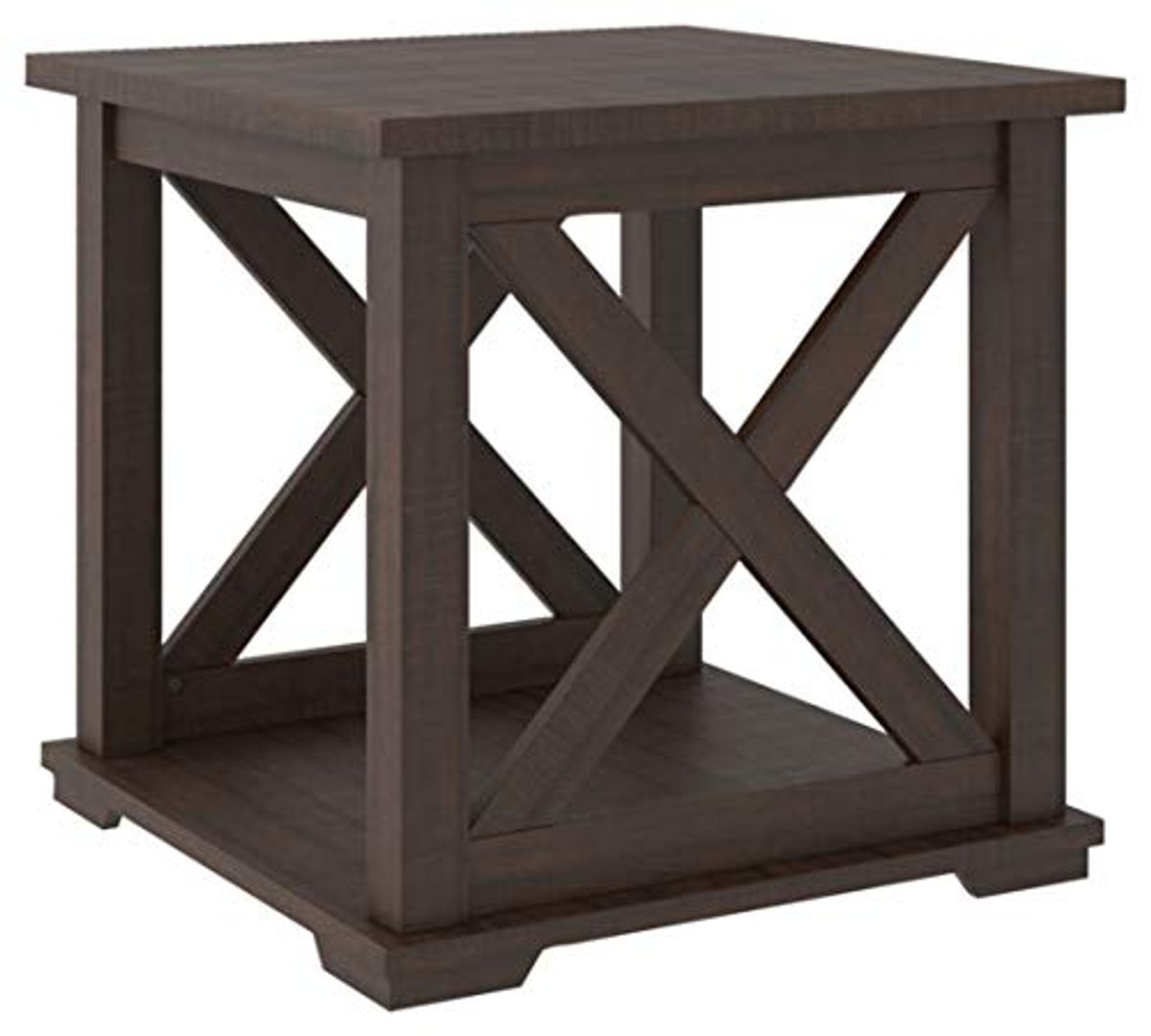 Signature Design by Ashley Camiburg Modern Farmhouse End Table with Crossbuck Details, Brown